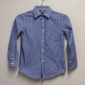 CHEROKEE boys Blue Striped button down long sleeve shirt youth small 6/7